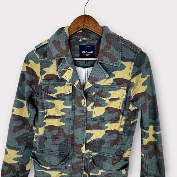 Madewell Outbound Camouflage Button Front Utility Jacket Olive Green Tan Brown - Picture 6 of 14